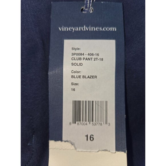 Vineyard Vines Boys Classic Fit Club Pant 16 Navy Blue Cotton 28x28 - Picture 5 of 8